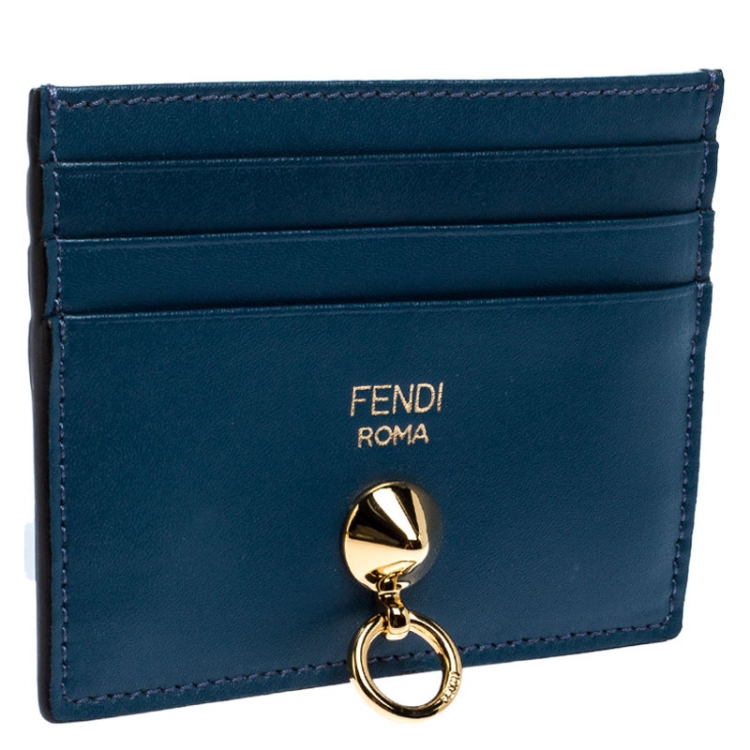 Pre Owned Fendi Tri Color Leather By The Way Card Holder