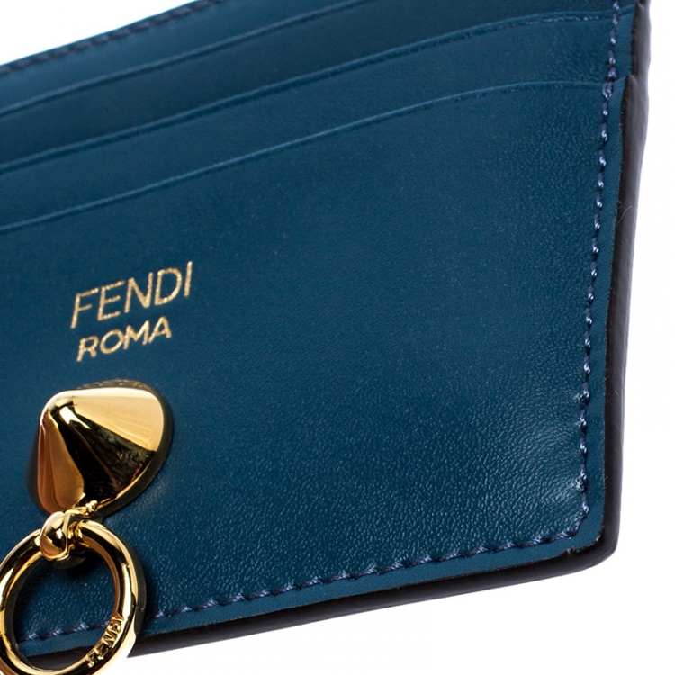Pre Owned Fendi Tri Color Leather By The Way Card Holder