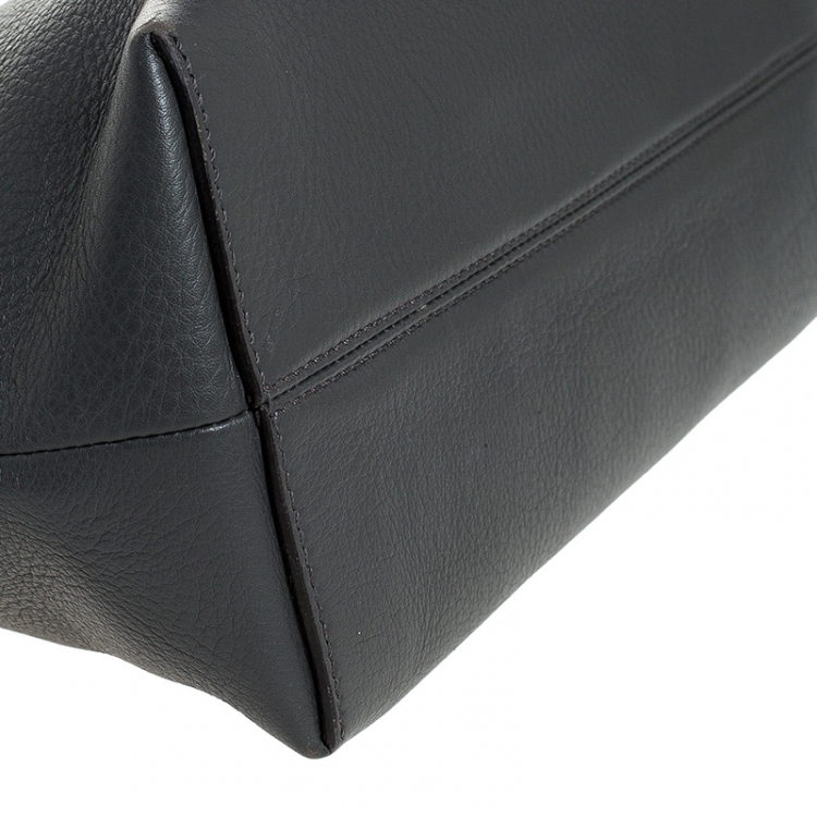 Pre Owned Fendi Grey/Orange Leather By The Way Boston Bag 