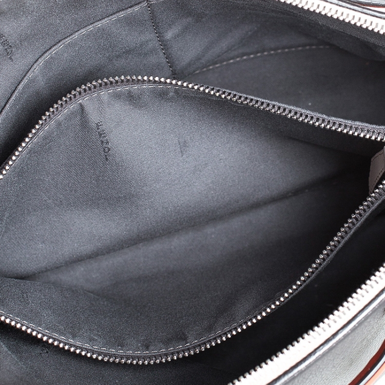 Pre Owned Fendi Grey/Orange Leather By The Way Boston Bag 