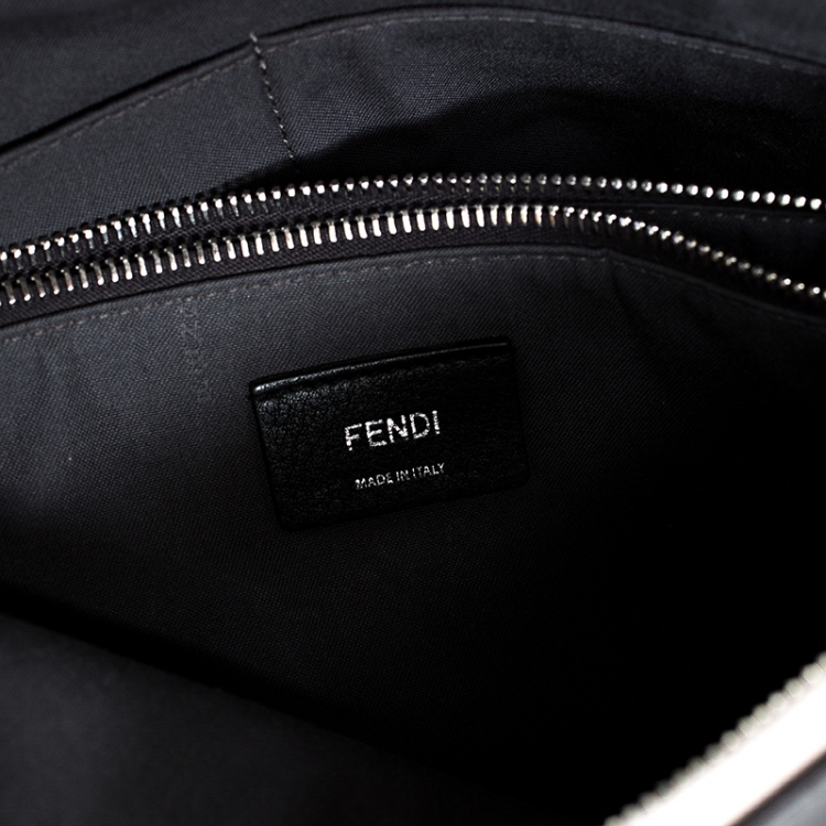 Pre Owned Fendi Grey/Orange Leather By The Way Boston Bag 