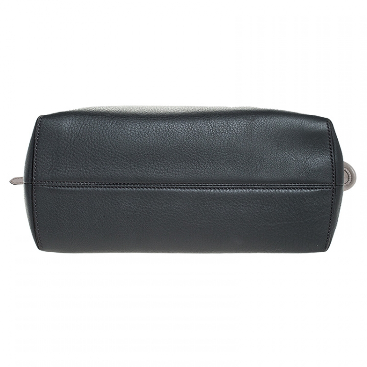 Pre Owned Fendi Grey/Orange Leather By The Way Boston Bag 