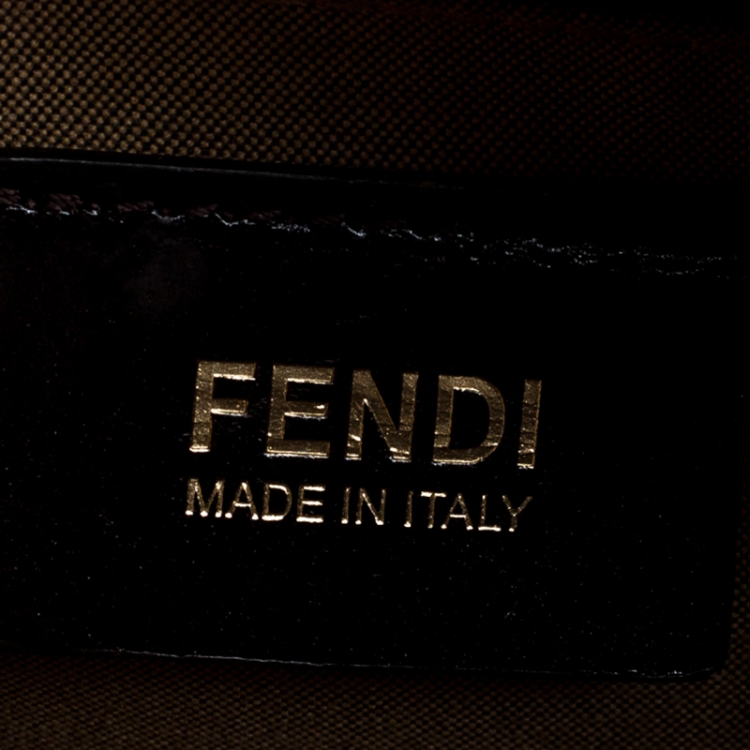 Pre Owned Fendi Tobacco Zucca Red Lining Canvas Medium Forever Bauletto Boston Bag