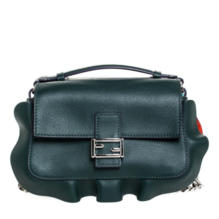Pre Owned Fendi Multicolor Leather Wave Double Micro Baguette Bag