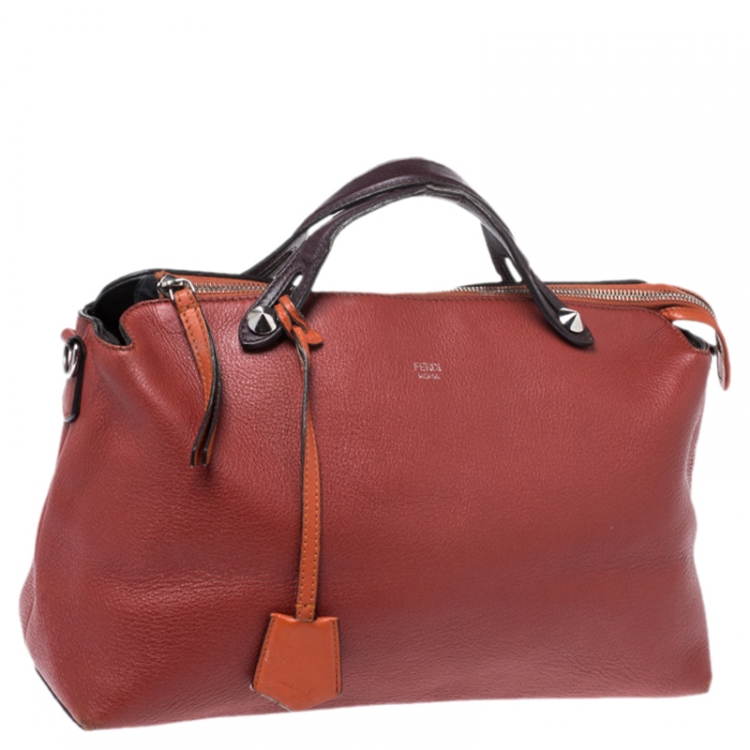 Pre Owned Fendi Rust/Maroon Leather Medium By The Way Boston Bag