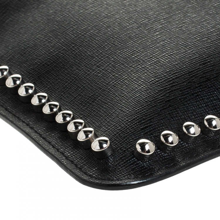 Pre Owned Fendi Black Saffiano Leather Karlito Clutch