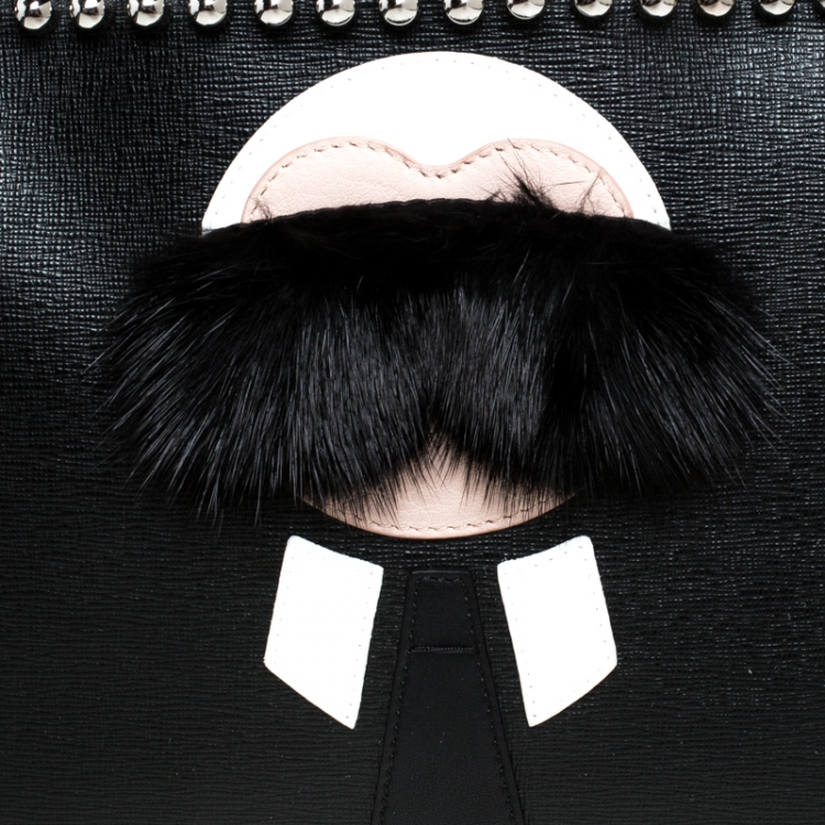 Pre Owned Fendi Black Saffiano Leather Karlito Clutch