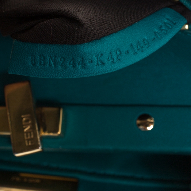 مملوكة مسبقًا Fendi Turquoise Leather Mini Peekaboo Top Handle Bag
