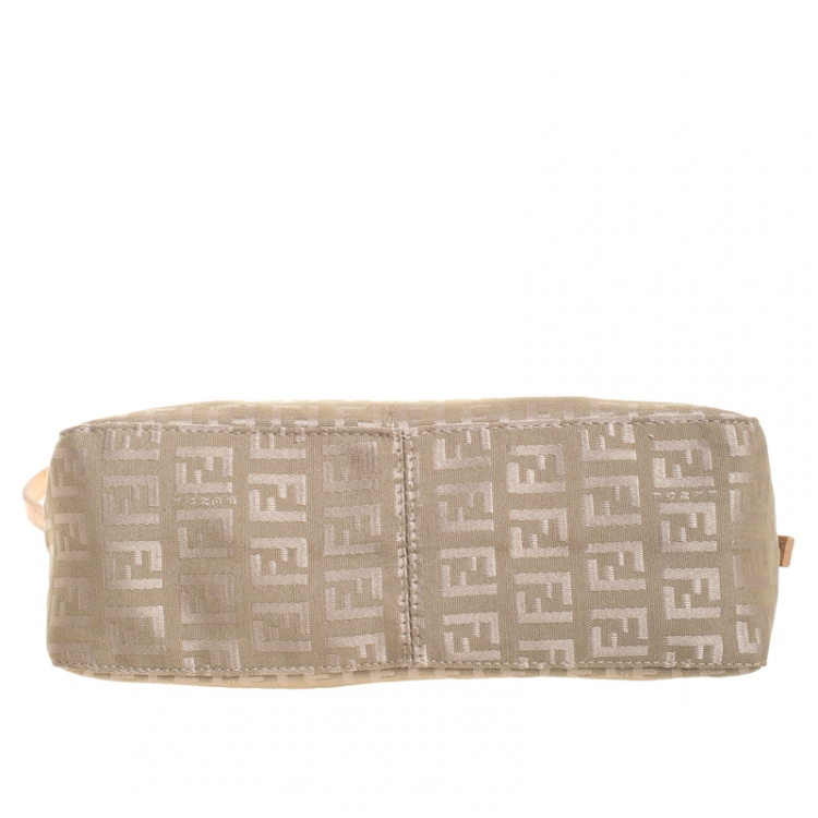 Pre Owned Fendi Beige Zucchino Canvas Small Baguette