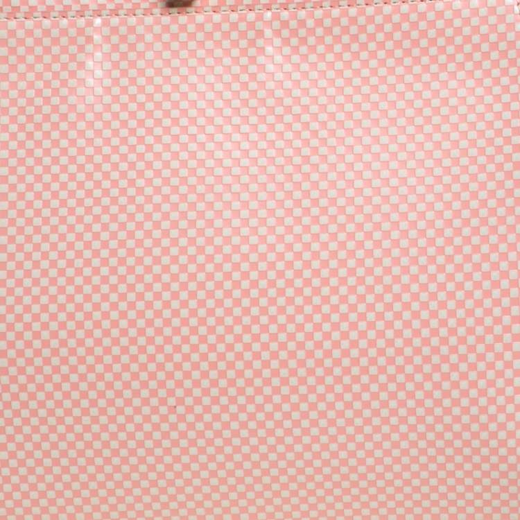 مملوكة مسبقًا Fendi Pink/White Checkered Leather Sequin Lining Medium Peekaboo Top Handle Bag