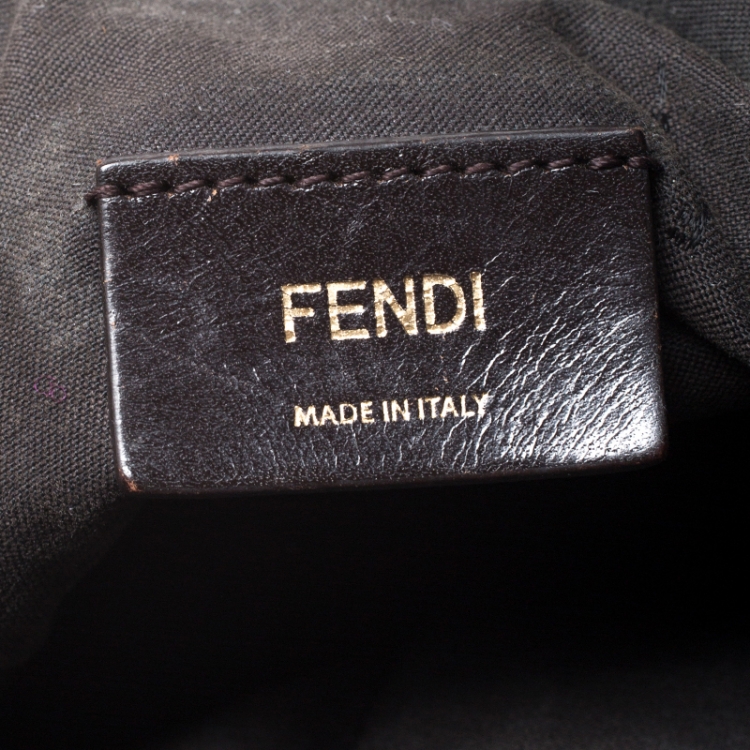 Pre Owned Fendi Tobacco Zucca Canvas Small Boston Bag