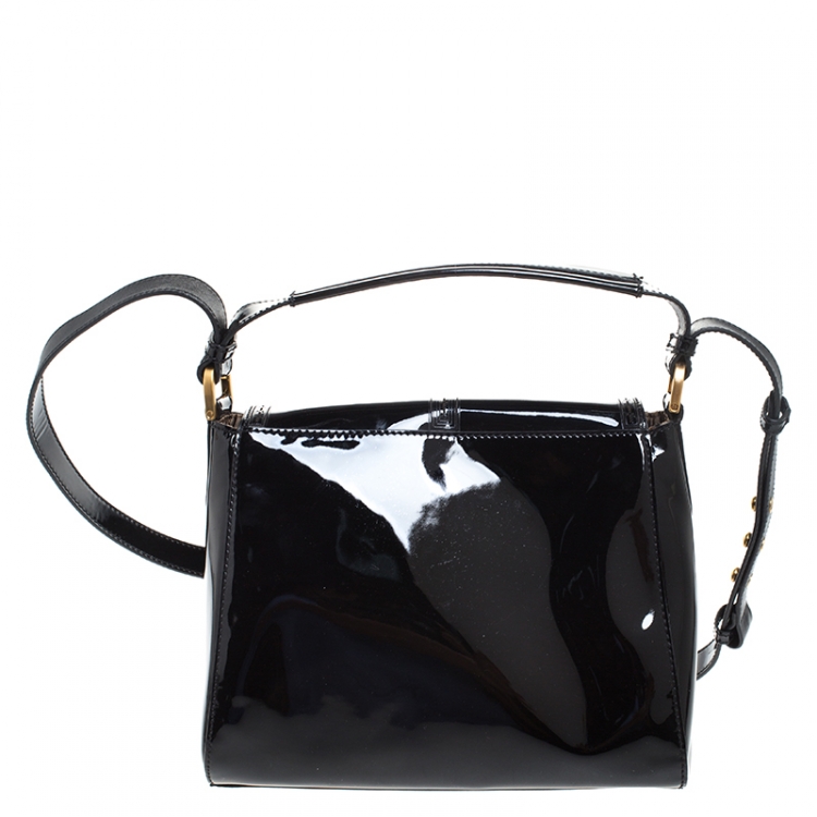 Pre Owned Fendi Maroon Patent Leather Chameleon Messenger Bag