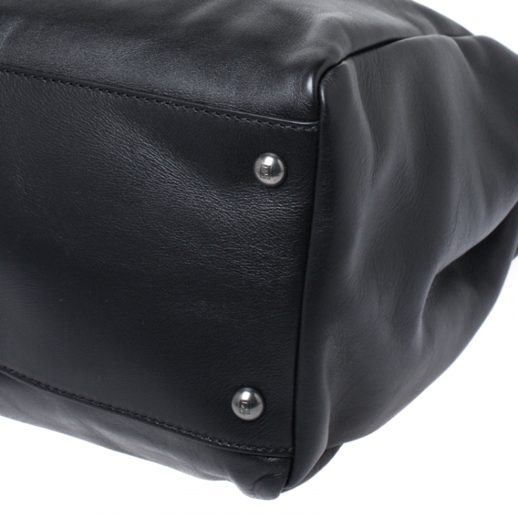مملوكة مسبقًا Fendi Black Leather Large Peekaboo Top Handle Bag