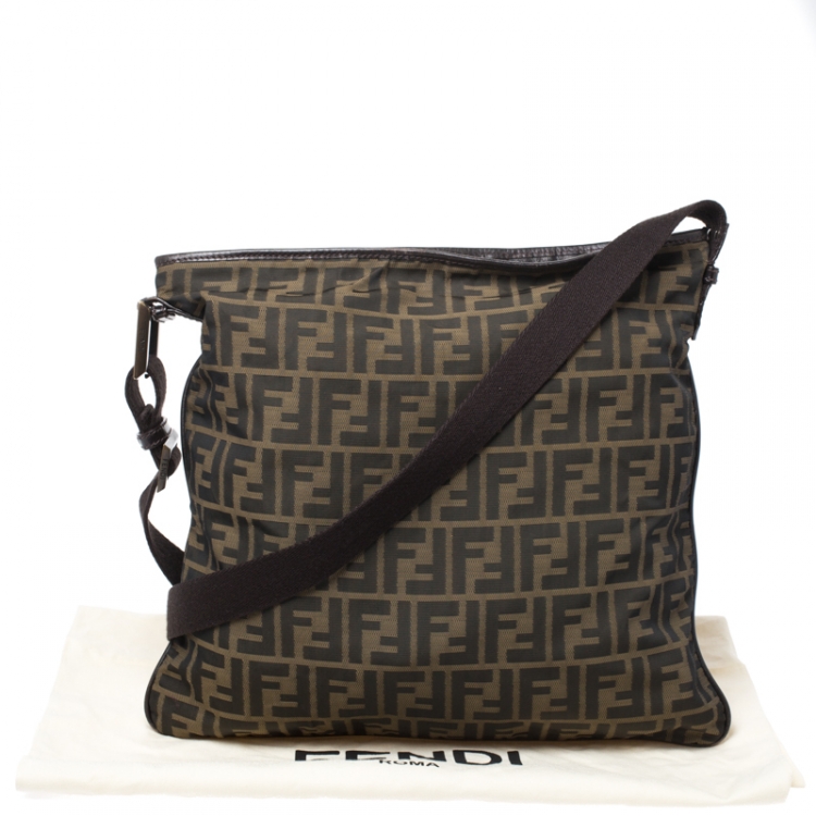 Pre Owned Fendi Tobacco Zucca Canvas Messenger Bag