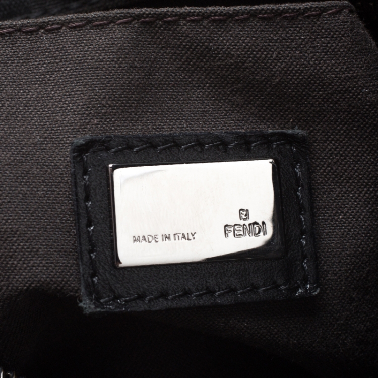 Pre Owned Fendi Black Zucchino Canvas and Patent Leather Bauletto Bowler Bag