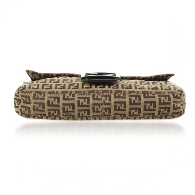 Pre Owned Fendi Brown Zucchino Monogram Baguette