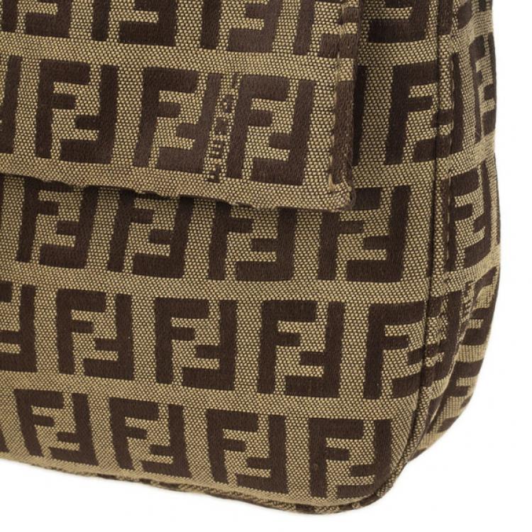Pre Owned Fendi Brown Zucchino Monogram Baguette