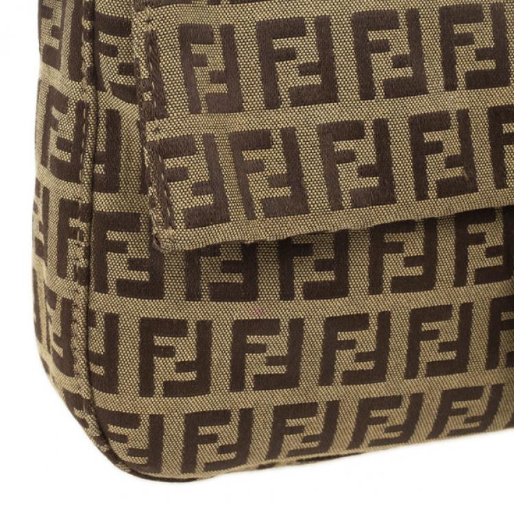 Pre Owned Fendi Brown Zucchino Monogram Baguette
