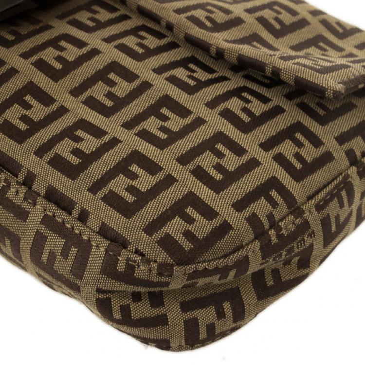 Pre Owned Fendi Brown Zucchino Monogram Baguette