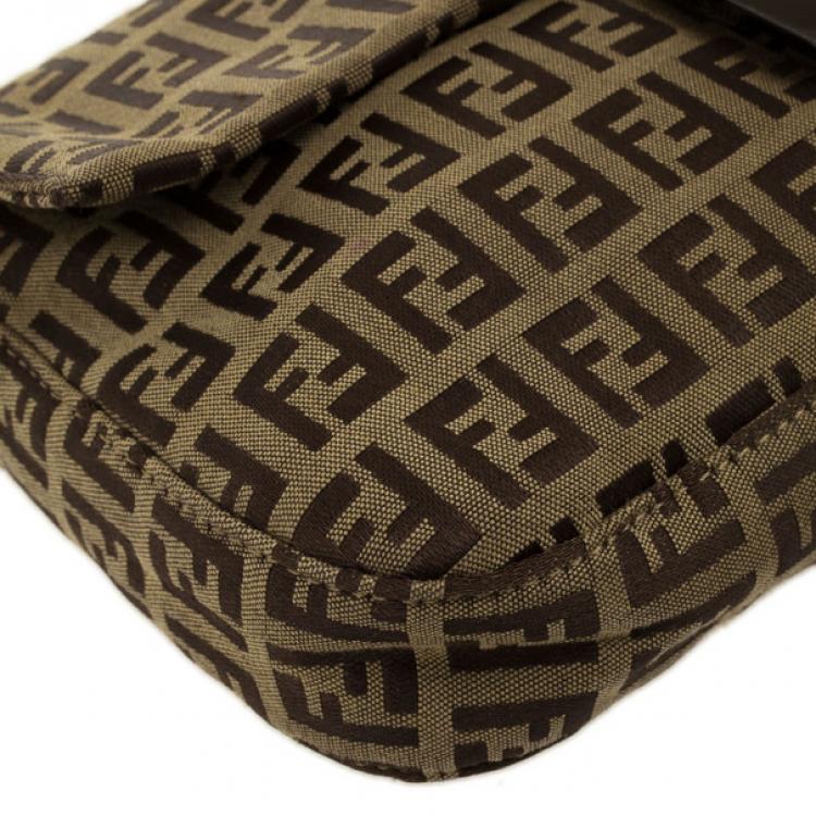 Pre Owned Fendi Brown Zucchino Monogram Baguette