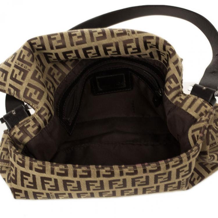Pre Owned Fendi Brown Zucchino Monogram Baguette