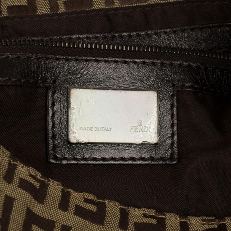Pre Owned Fendi Brown Zucchino Monogram Baguette