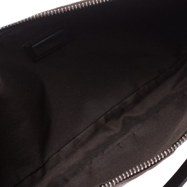 Pre Owned Fendi Tobacco Zucca Canvas and Leather Pochette Bag