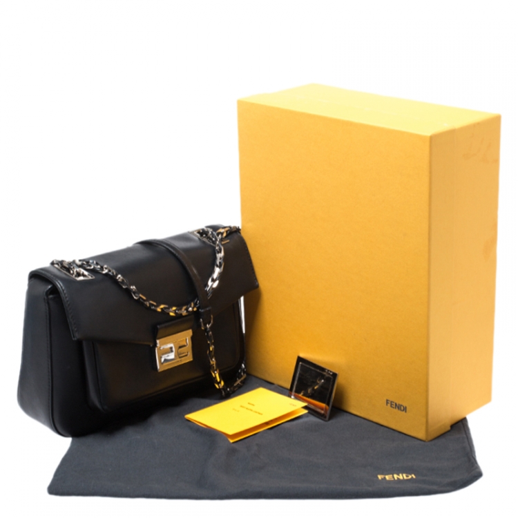 Pre Owned Fendi Black Leather Be Baguette Shoulder Bag