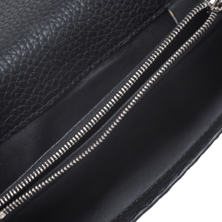Pre Owned Fendi Black Selleria Leather Peekaboo Long Wallet