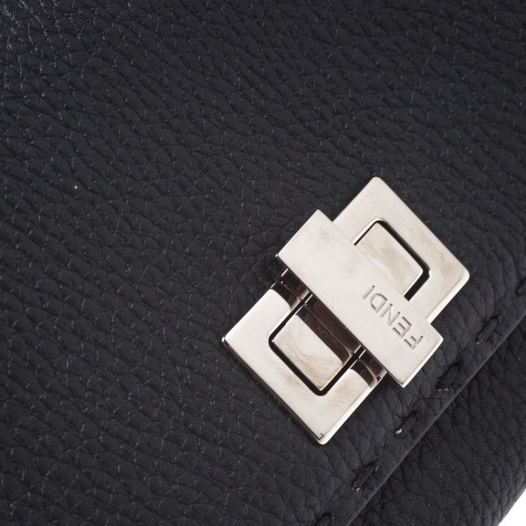 Pre Owned Fendi Black Selleria Leather Peekaboo Long Wallet