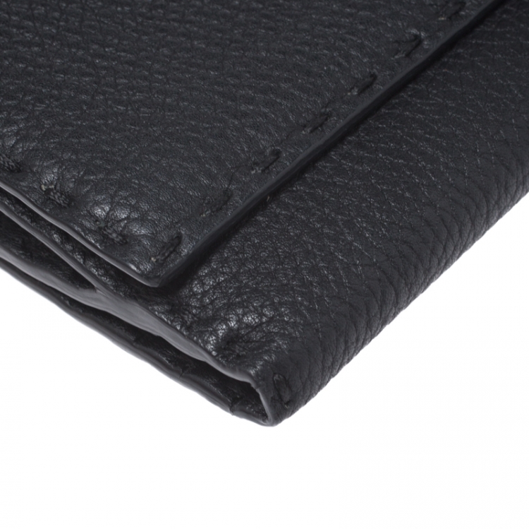 Pre Owned Fendi Black Selleria Leather Peekaboo Long Wallet