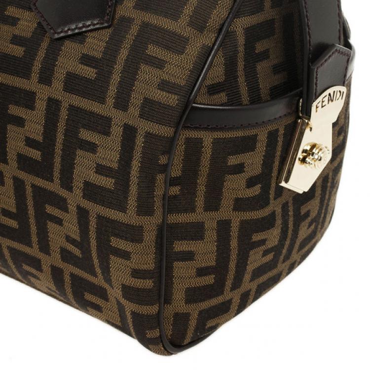 Pre Owned Fendi Zucca Chef Medium Boston Bag