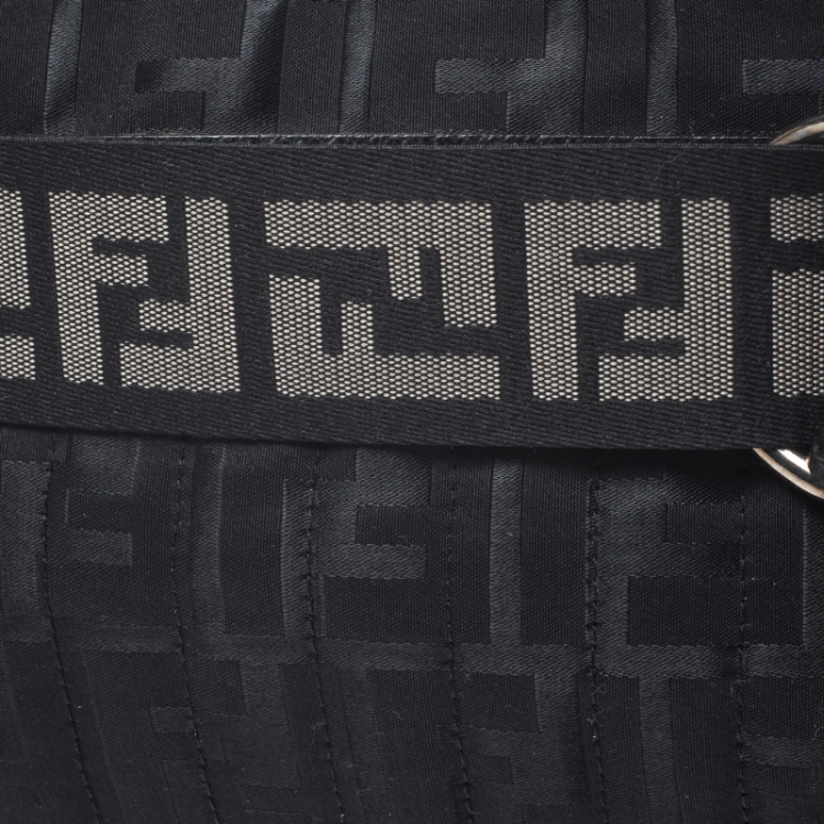 Pre Owned Fendi Black Zucca Nylon Handbag