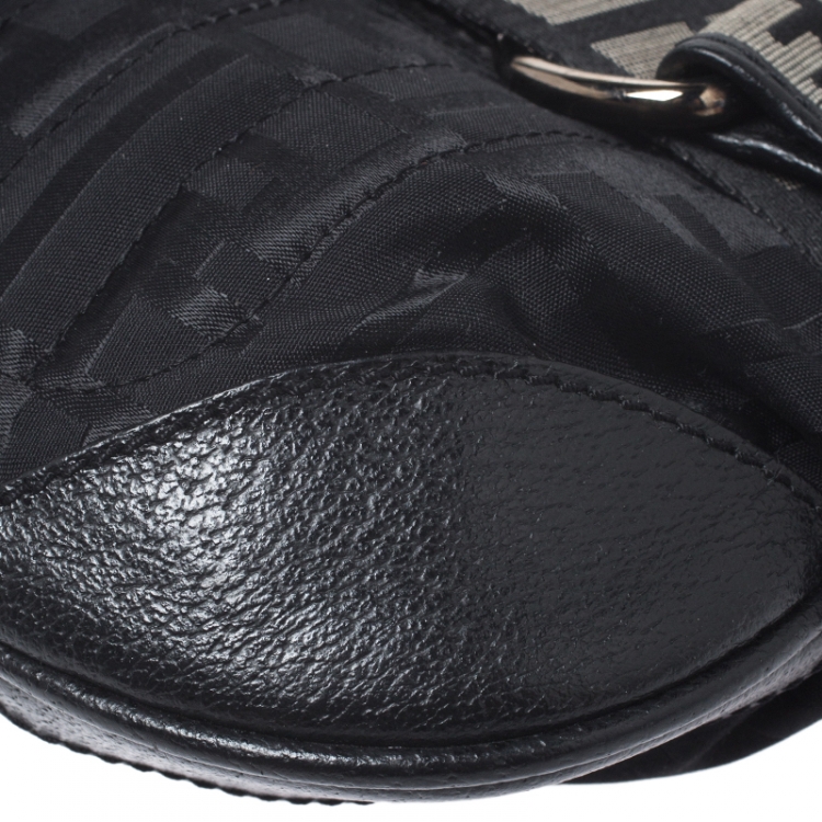 Pre Owned Fendi Black Zucca Nylon Handbag