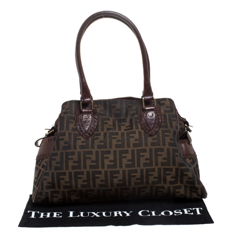 Pre Owned Fendi Tobacco Zucca Canvas Chef du Jour Satchel