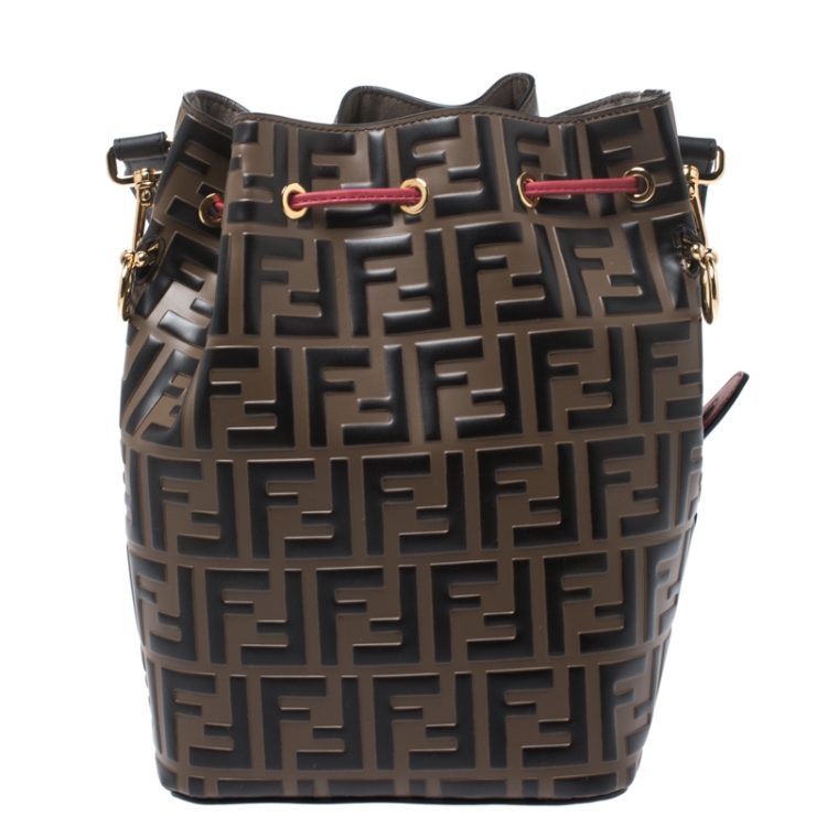 Pre Owned Fendi Tricolor Zucca Mon Tresor Grande Bucket Bag
