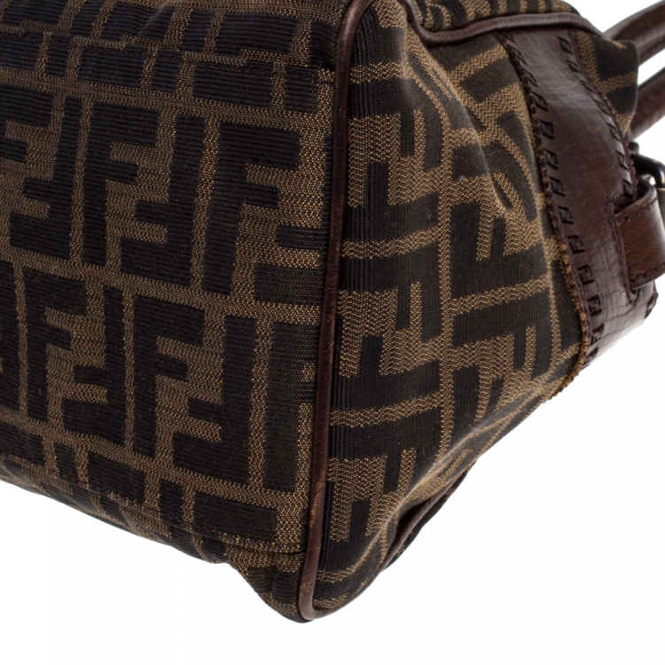 Pre Owned Fendi Tobacco Zucca Canvas Chef De Jour Bag