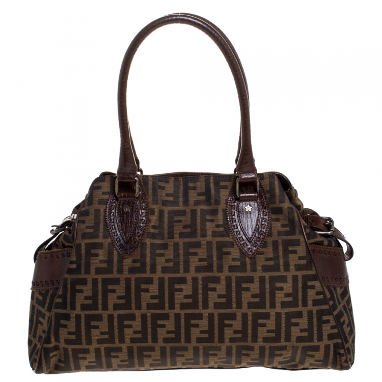 Pre Owned Fendi Tobacco Zucca Canvas Chef De Jour Bag