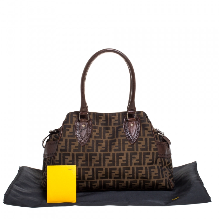 Pre Owned Fendi Tobacco Zucca Canvas Chef De Jour Bag