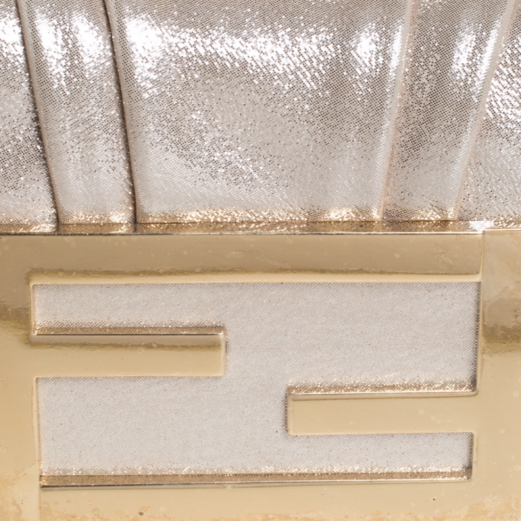 Pre Owned Fendi Gold Leather Mia Pochette Bag 