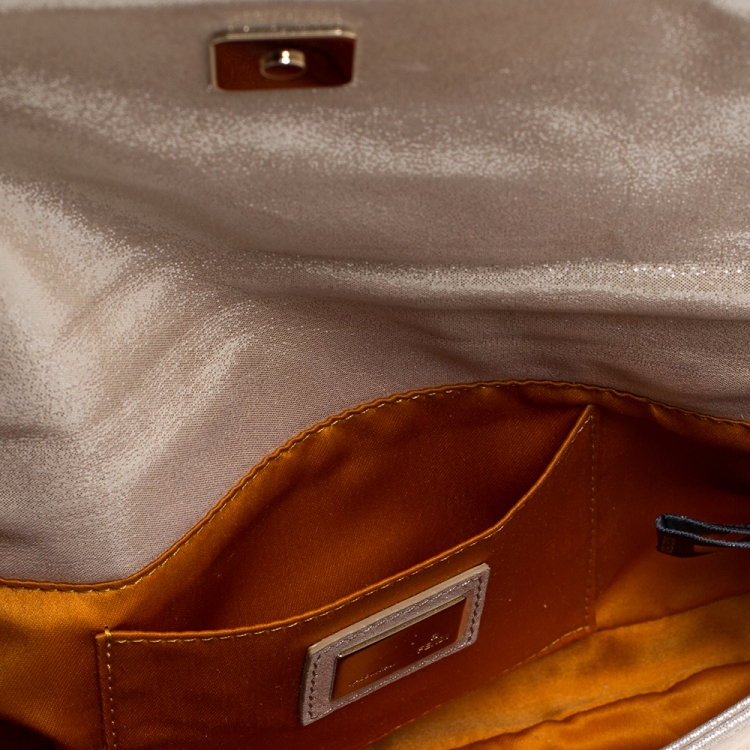 Pre Owned Fendi Gold Leather Mia Pochette Bag 