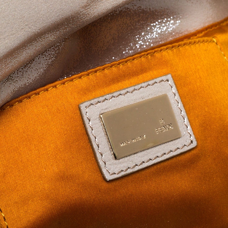 Pre Owned Fendi Gold Leather Mia Pochette Bag 