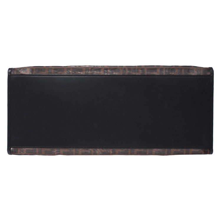 Pre Owned Fendi Tobacco Zucca Mesh Runaway Shopper Tote