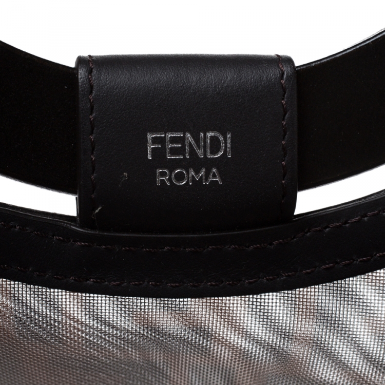 Pre Owned Fendi Tobacco Zucca Mesh Runaway Shopper Tote