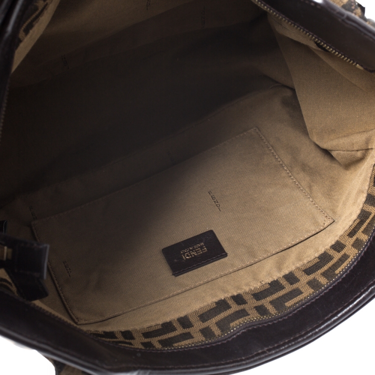 Pre Owned Fendi Tobacco Zucca Canvas Chef Shopper Tote