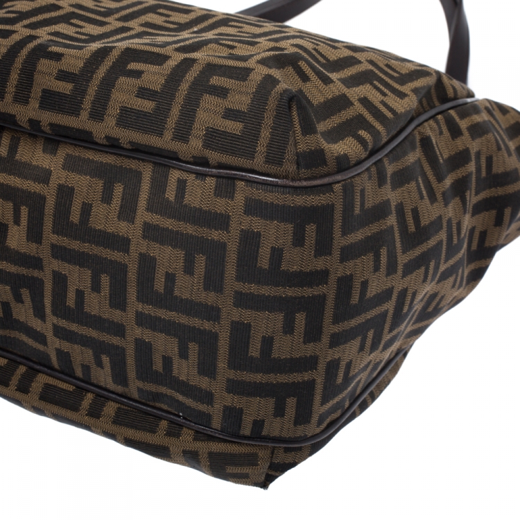 Pre Owned Fendi Tobacco Zucca Canvas Chef Shopper Tote