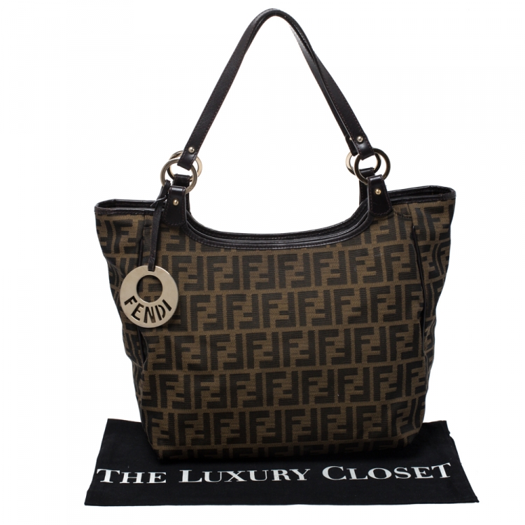 Pre Owned Fendi Tobacco Zucca Canvas Chef Shopper Tote