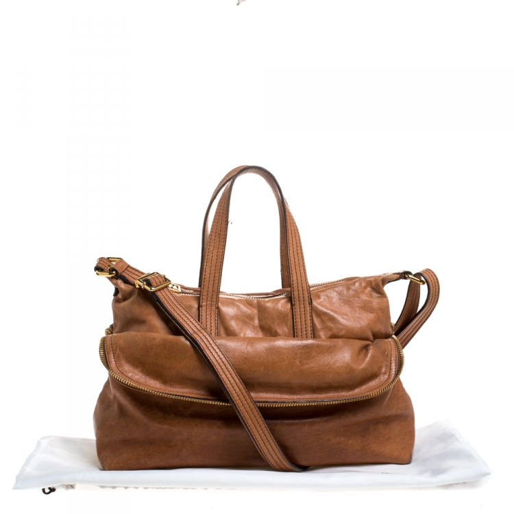 مملوكة مسبقًا Fendi Brown Leather Zip It Satchel