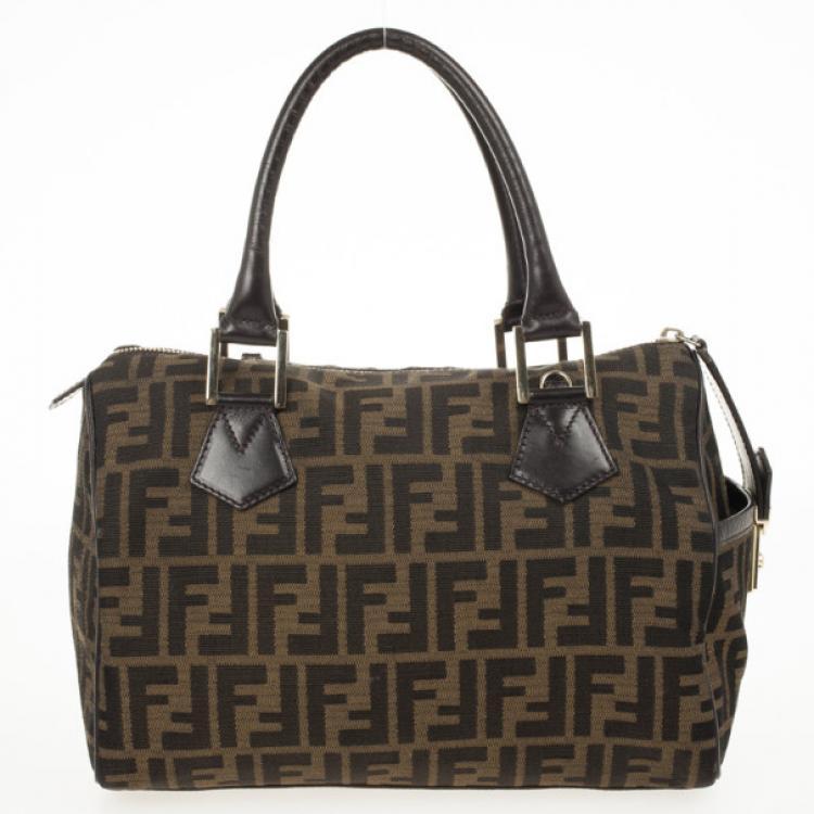 Pre Owned Fendi Zucca Chef Medium Boston Bag