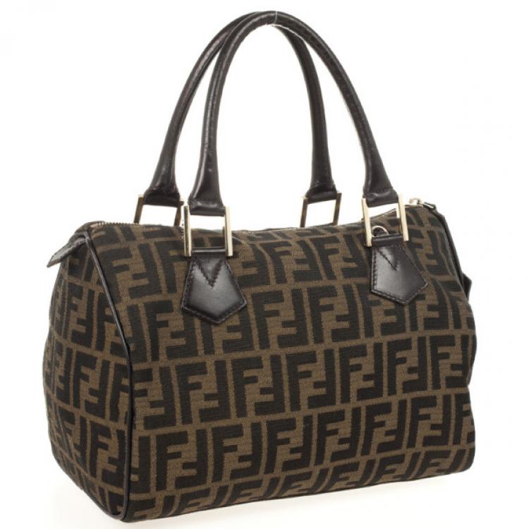 Pre Owned Fendi Zucca Chef Medium Boston Bag